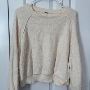 Free People Cream Women's Cozy Textured Boucle Sweater